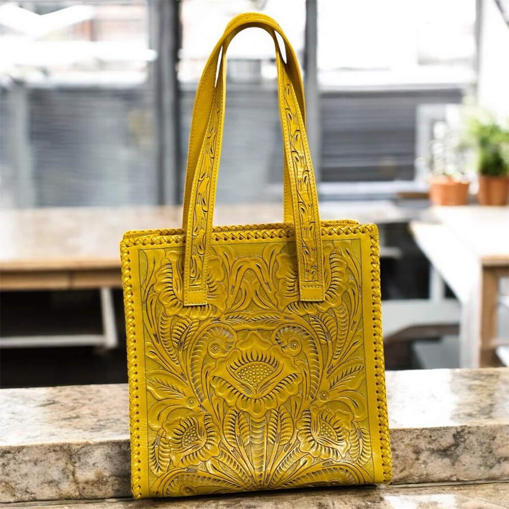 Yellow Embossed Tote Bag